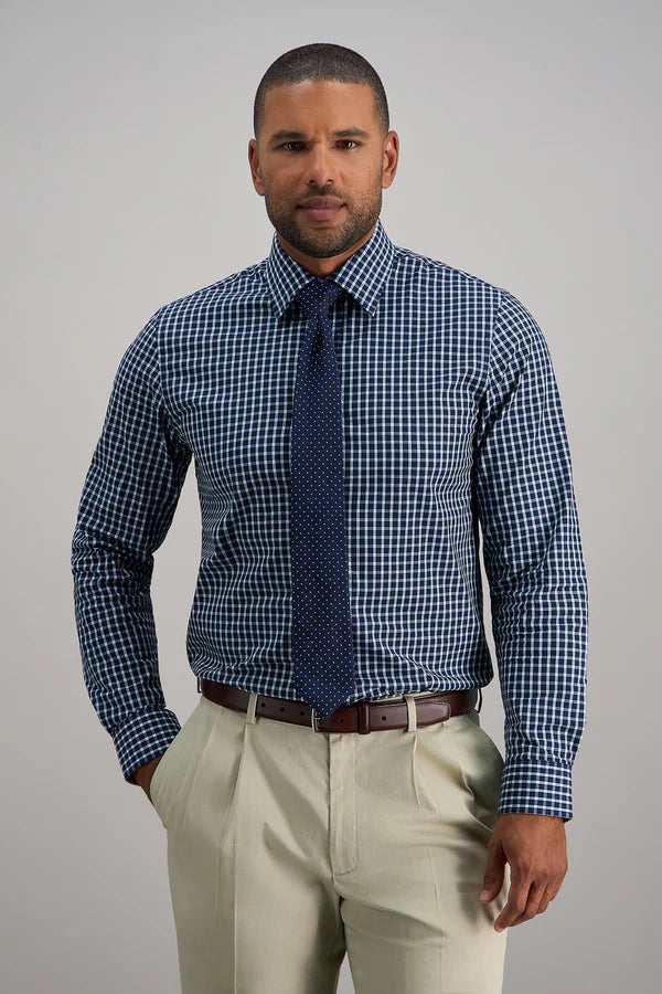 HAG021HE656 412 Haggar Men's Shirt Classic Fit Navy Check