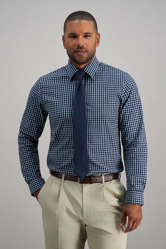 HAG021HE656 412 Haggar Men's Shirt Classic Fit Navy Check