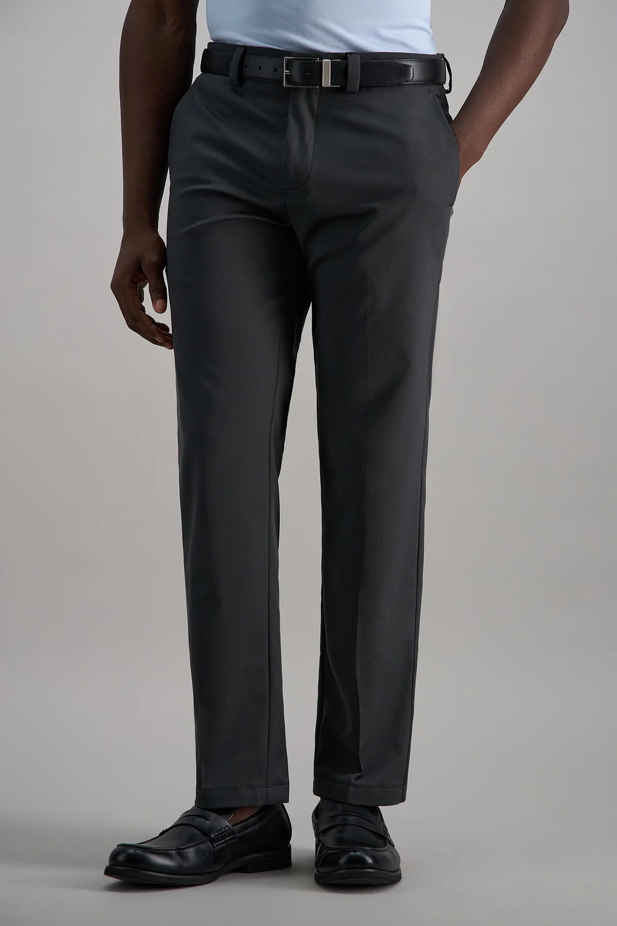 HC71080 Men's Haggar Straight Fit Cool Right Pant 028 Dark Grey Heather