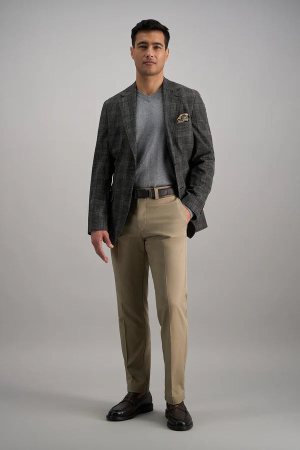 HC71080 Men's Haggar Straight Fit Cool Right Pant 281 Khaki HTR