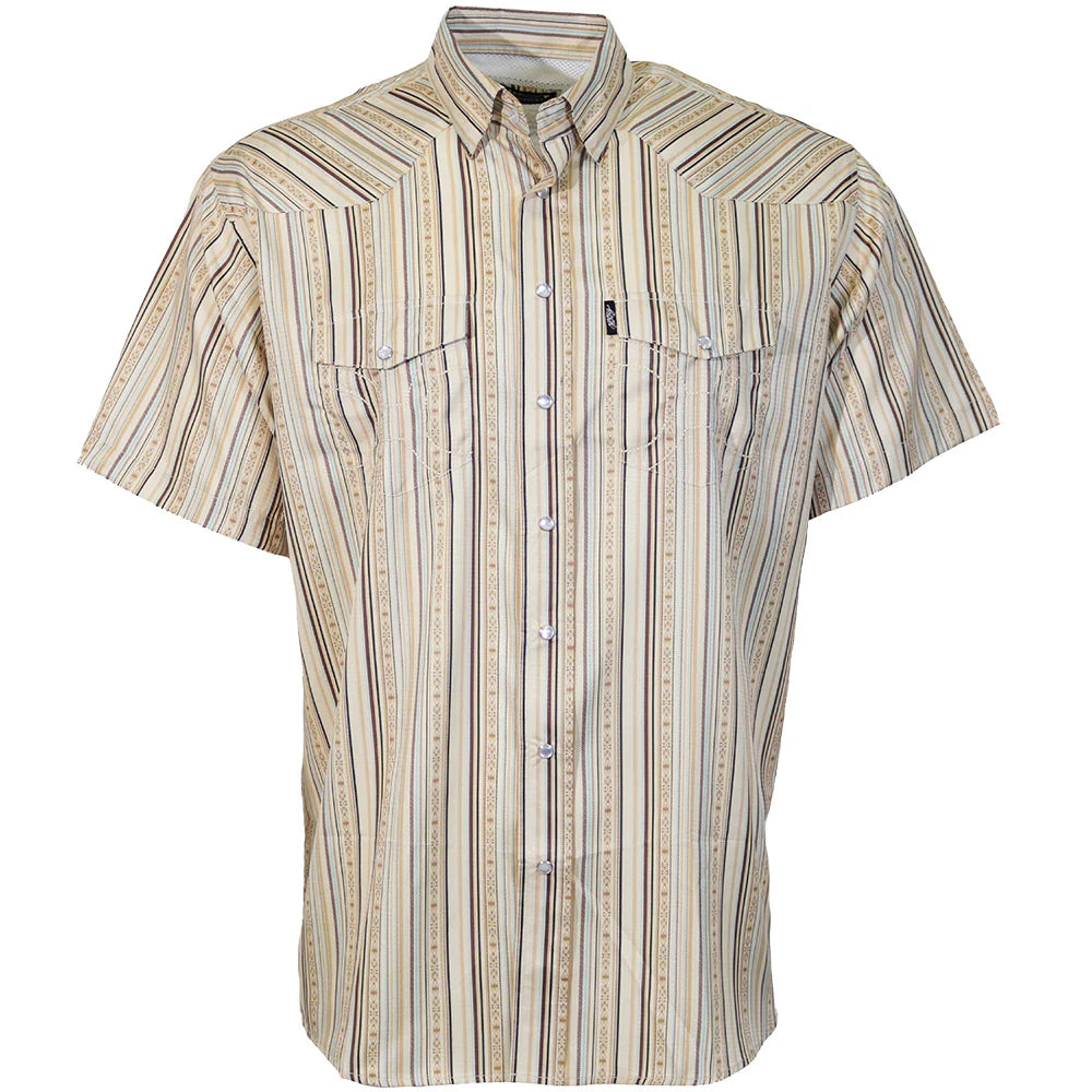 HT2621CRST Hooey Men's Short Sleeve Sol Pearl Snap Vertical Stripe Pattern Shirt
