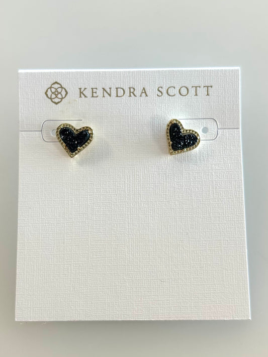 4217717845 Ari Heart Gold Black Earrings Kendra Scott