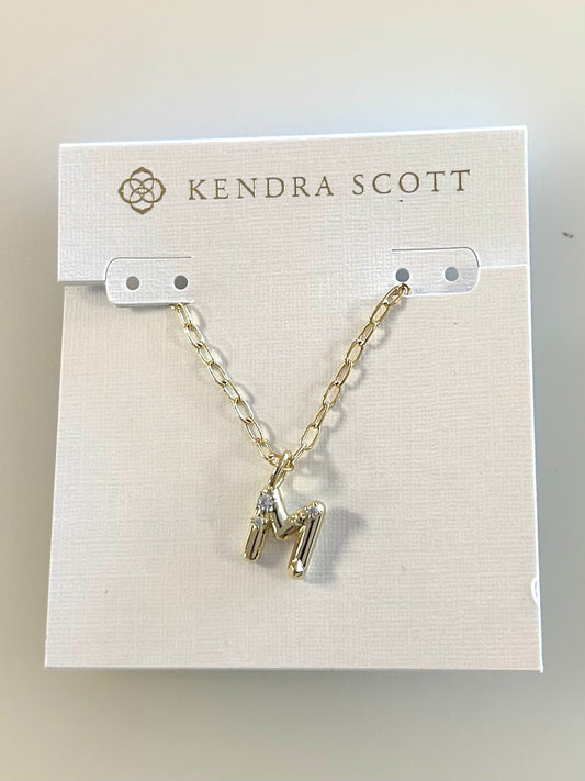 9608853960 Gold Crystal Letter M Pendent Necklace Kendra Scott