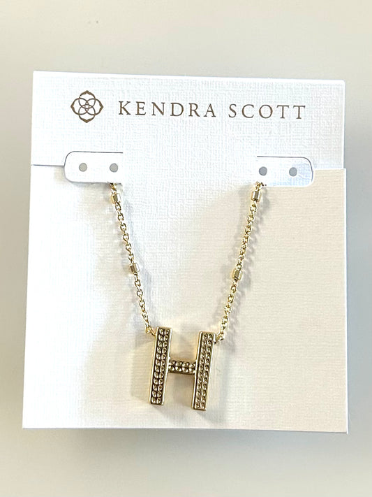 9608800279 Letter H Gold Pendant Kendra Scott