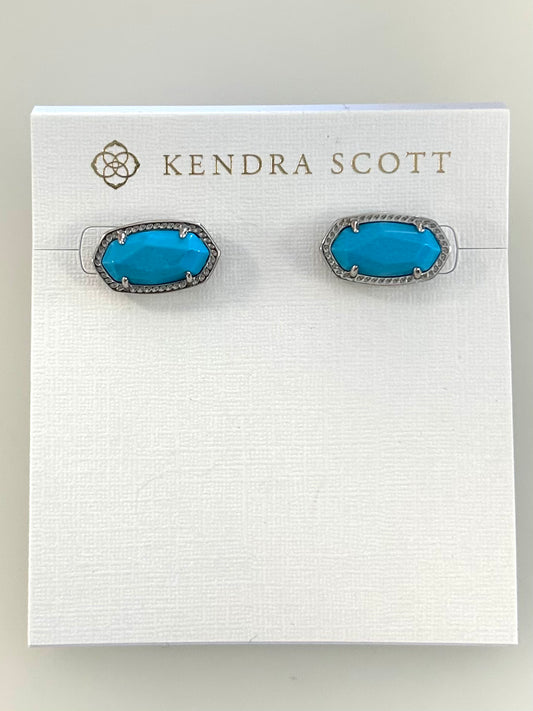 9608865381 Ellie Rhodium Turquoise Earrings Kendra Scott