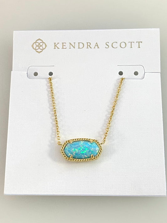 9608879029 Kendra Scott Elisa Necklace Gold Light Teal Opal