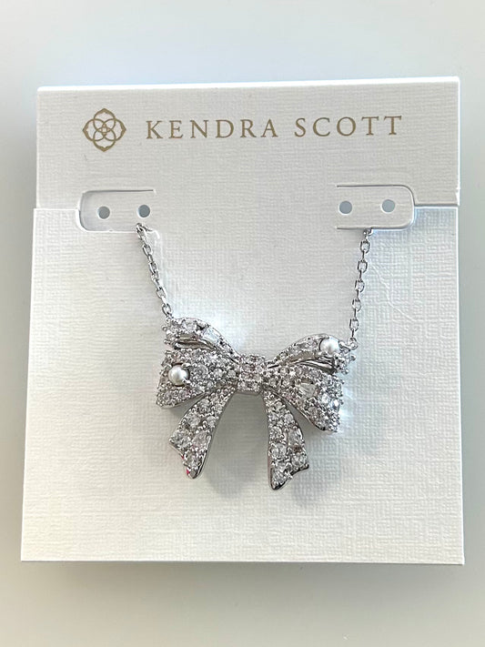 9608875756 Krista Bow Pendent Nck Rhodium Kendra Scott