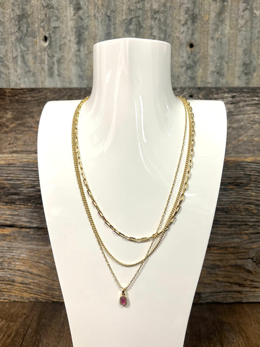 9608874693 Kendra Scott Mini Elisa Triple Strand Necklace Gold Azalea Illusion