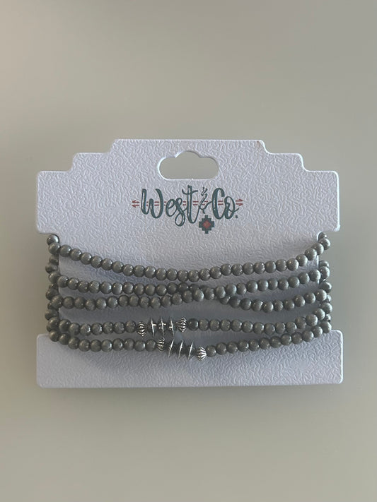 BR1466 West & Co 5 Strand Dainty Navajo Pearl Bracelet