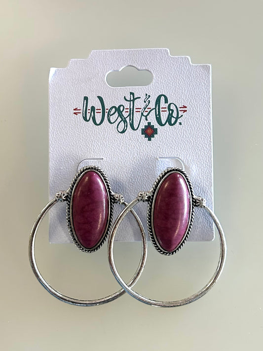 E923PLU West & Co Pink Turquoise Oval Post Earrings