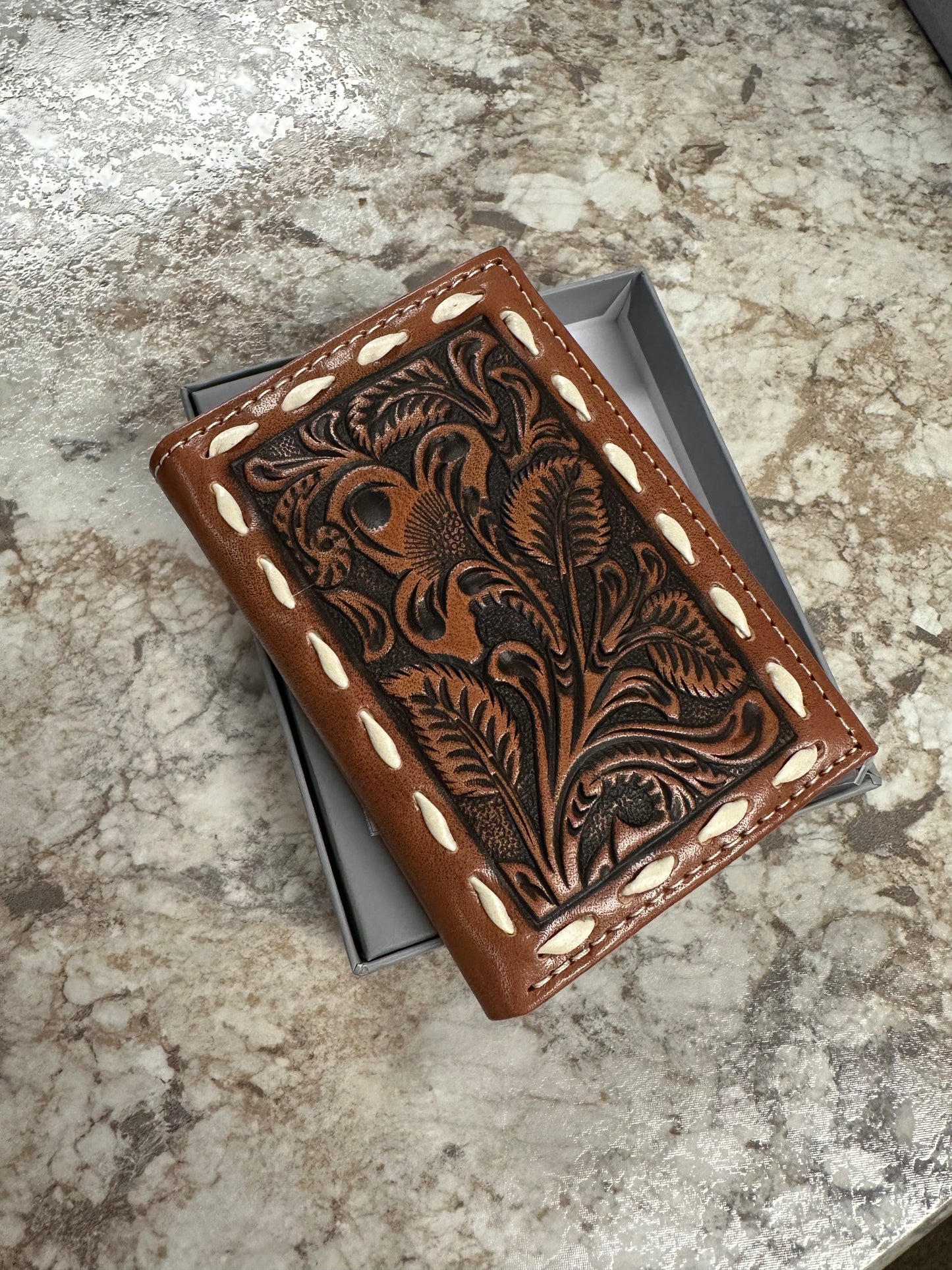 Nocona Tri Fold Tooled Wallet