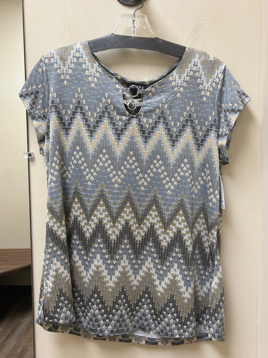42H6 Links Cap Sleeve Chevron Print Top