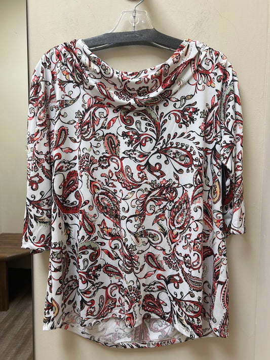 42G5 N Touch 3/4 Sleeve Print Paisley Cowl Neck Top