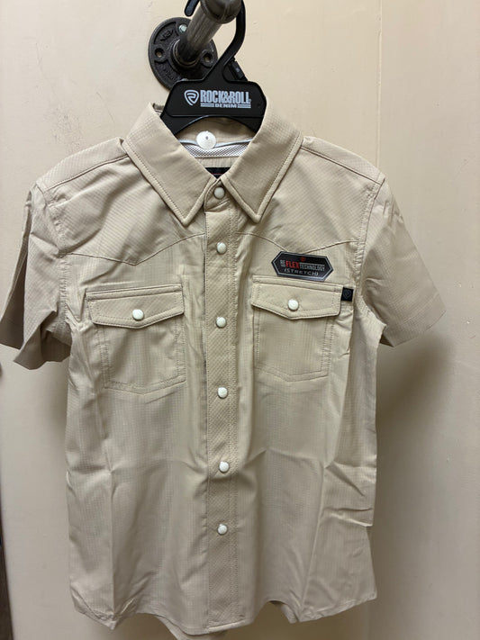 BBN3S06797 Solid Tan Snap SS Boys Shirt