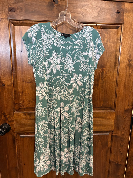 6401 Southern Lady Soft Green Print Dress