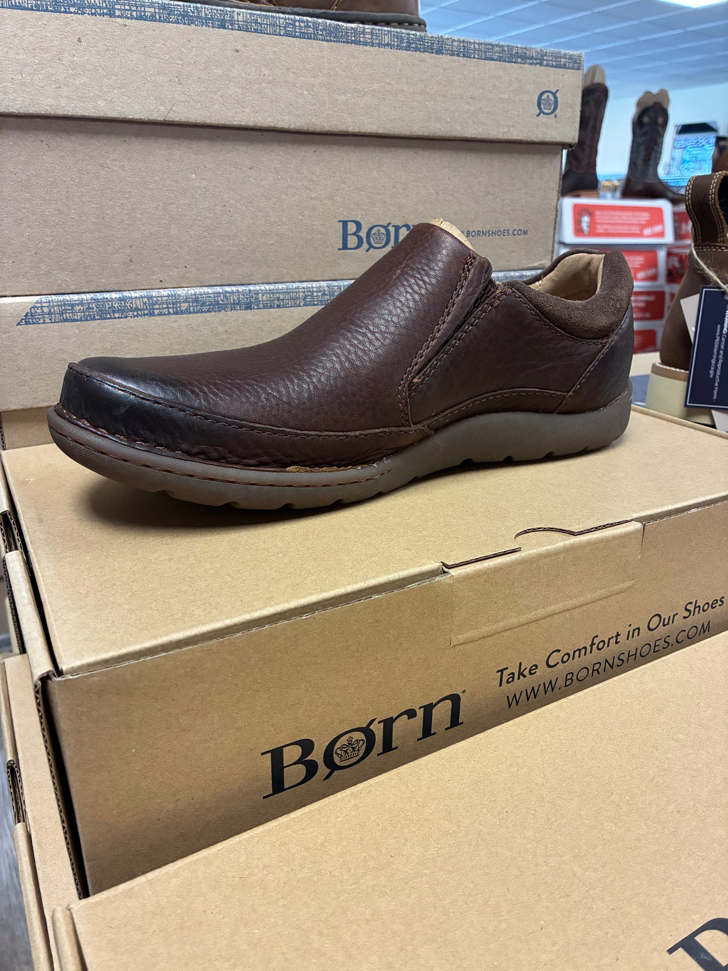 H48206 Men's Born Shoes Nigel Slip On Brown