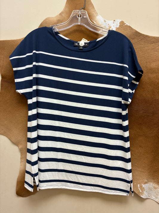 43P8 Southern Lady Inhabit Joy Navy Striped Top