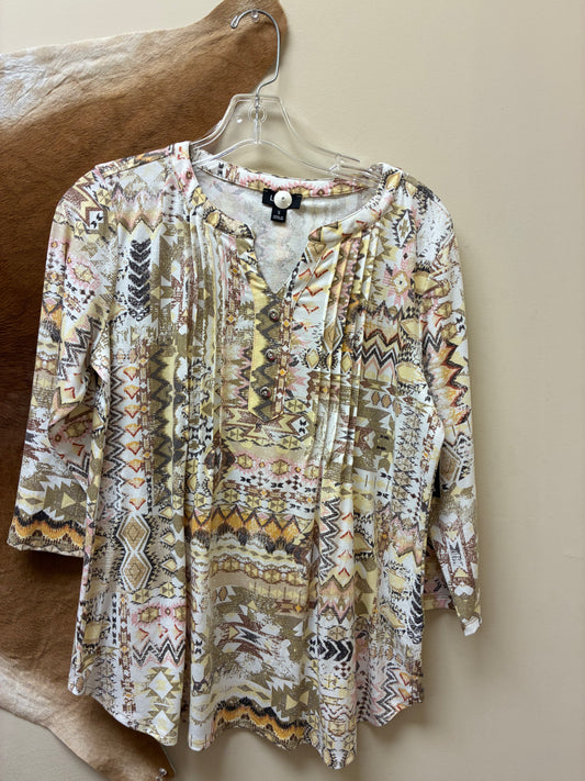 43N4 Southern Lady Great Escape 3/4 Sleeve Aztec