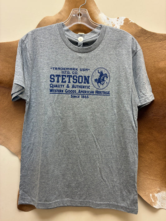 11-076-0562-0887 Stetson Unisex Adult T-shirt Gray with Navy print