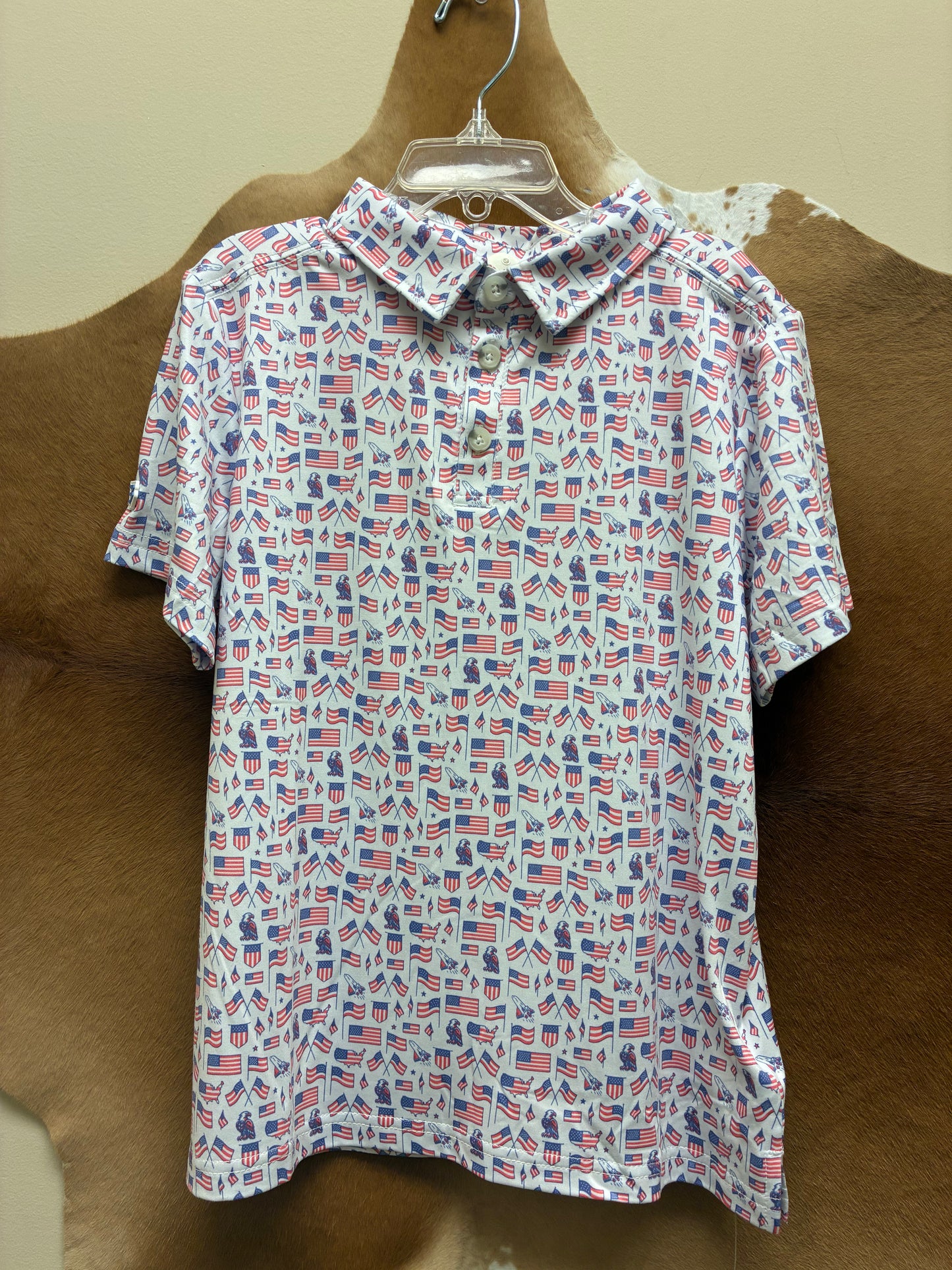 Y-PP-OLDG Burlebo Youth Red, White & Blue Old Glory Polo Shirt