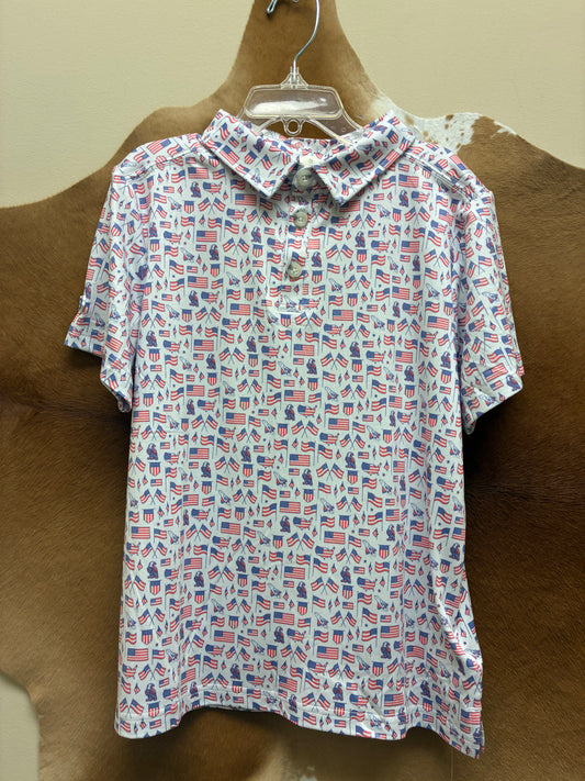 Y-PP-OLDG Burlebo Youth Red, White & Blue Old Glory Polo Shirt