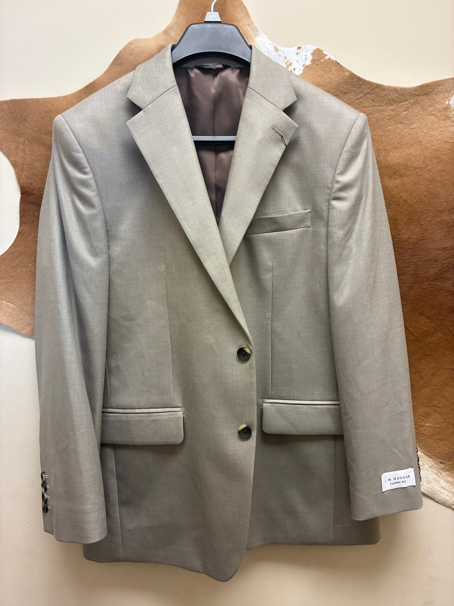 HZ00182 Haggar Classic Fit Tan Men's Suit Jacket