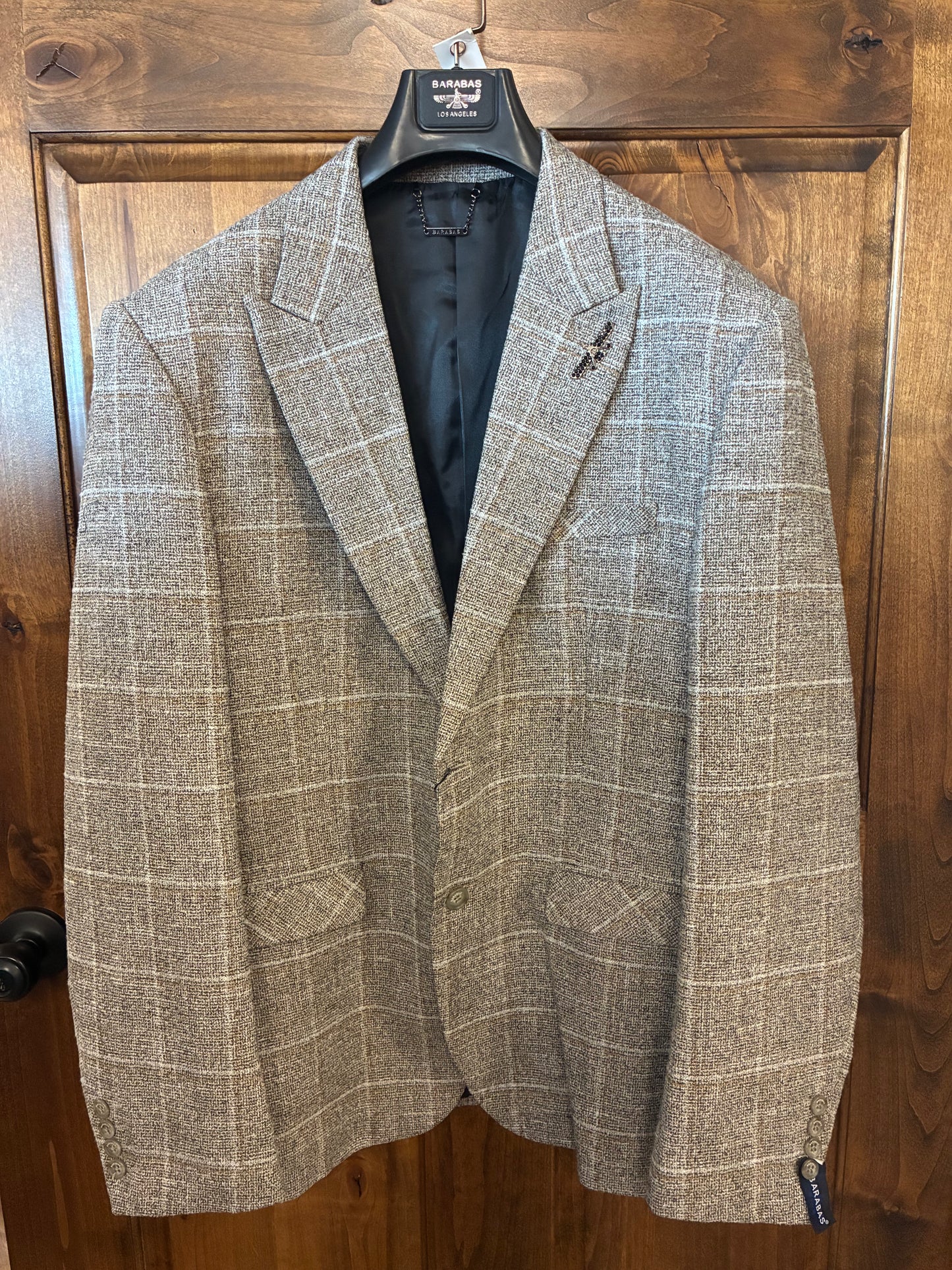 3BL11PB Barabas Camel Plaid Men's Suit Jacket