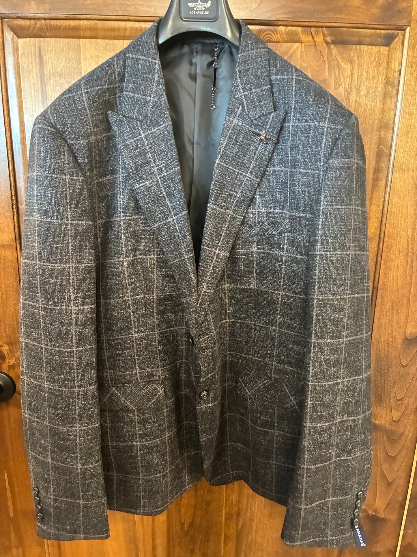 3BL11 Barabas Grey Plaid Men's Suit Jacket Slim Fit