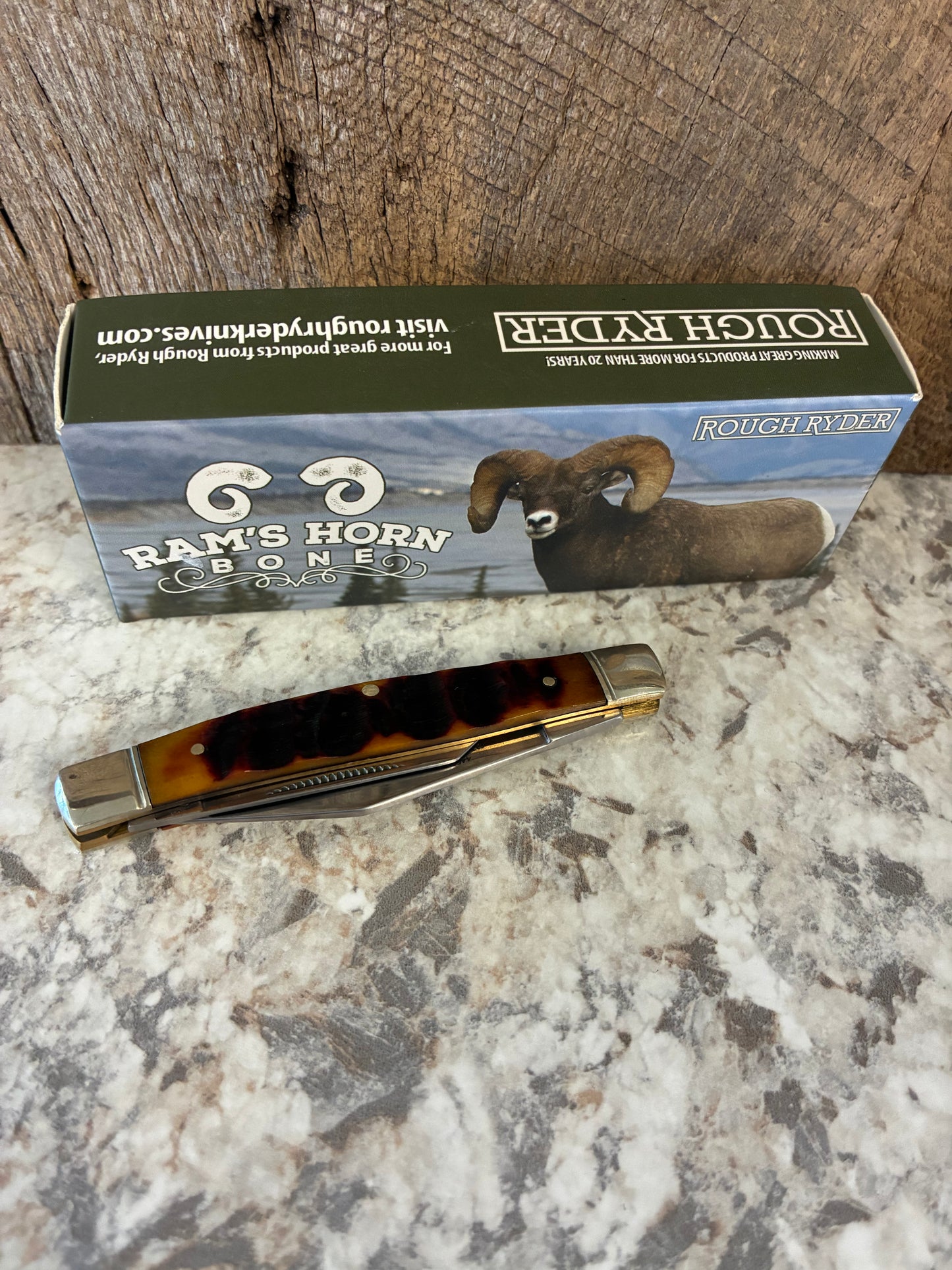 RR1596 Rough Rider Ram's Horn Bone Folding Pocketknife