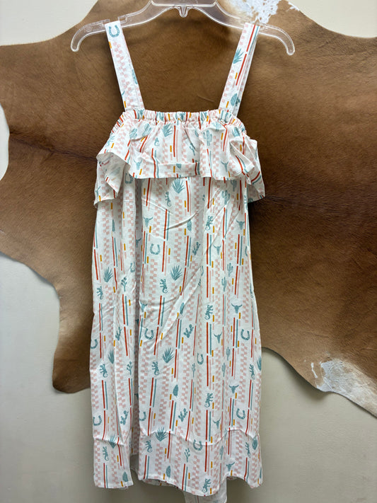 03-257-0590-5060 Girl's Roper Checkers Stripe Printed Ray Girls Dresses