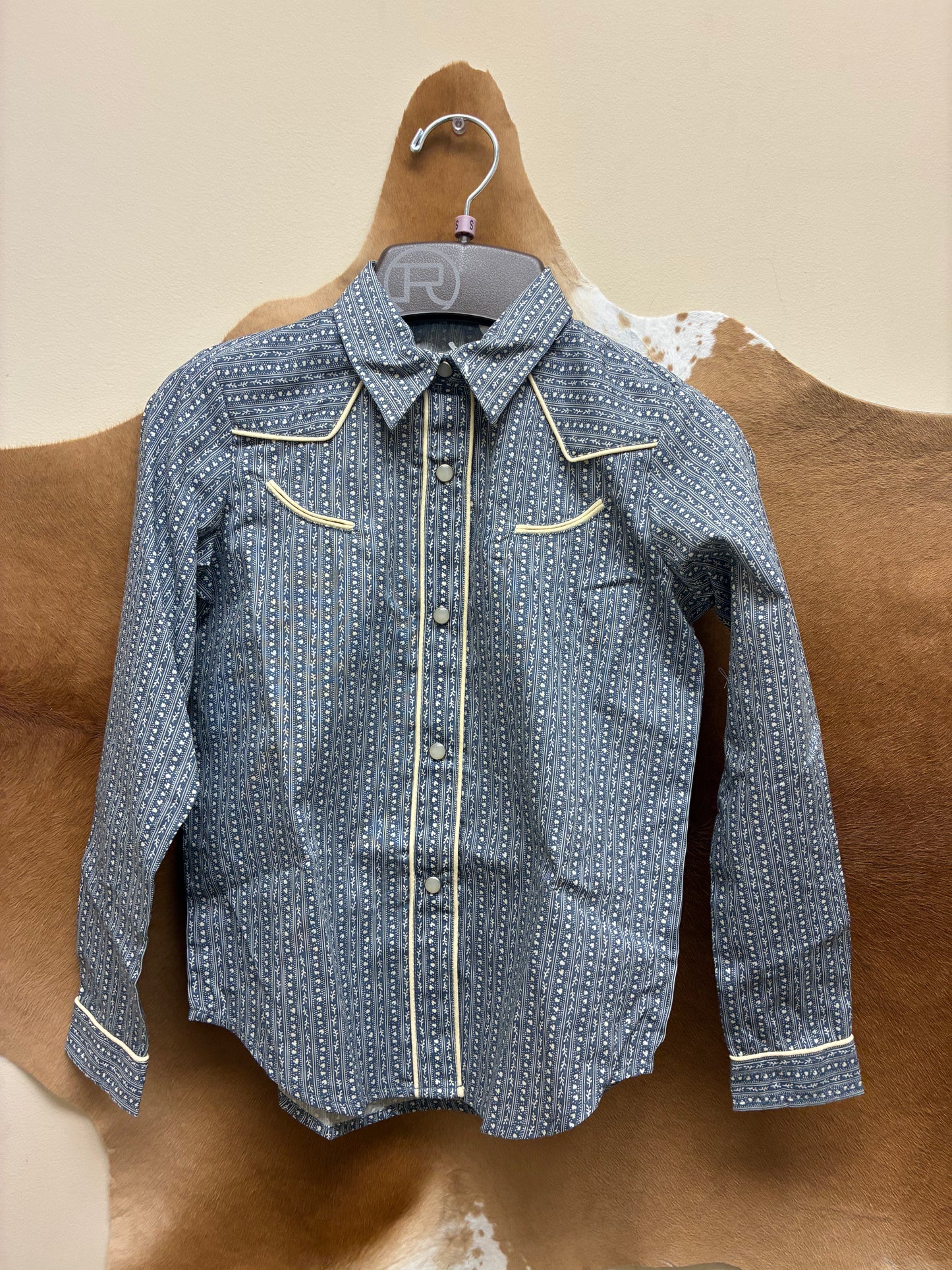 1-80-086-4078 Roper Girl's Long Sleeve Retro Piped Snap Shirt