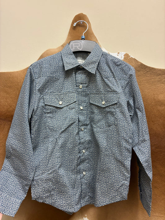 1-30-019-4078 Roper Boys Long Sleeve Floral & Stripe Snap Shirt