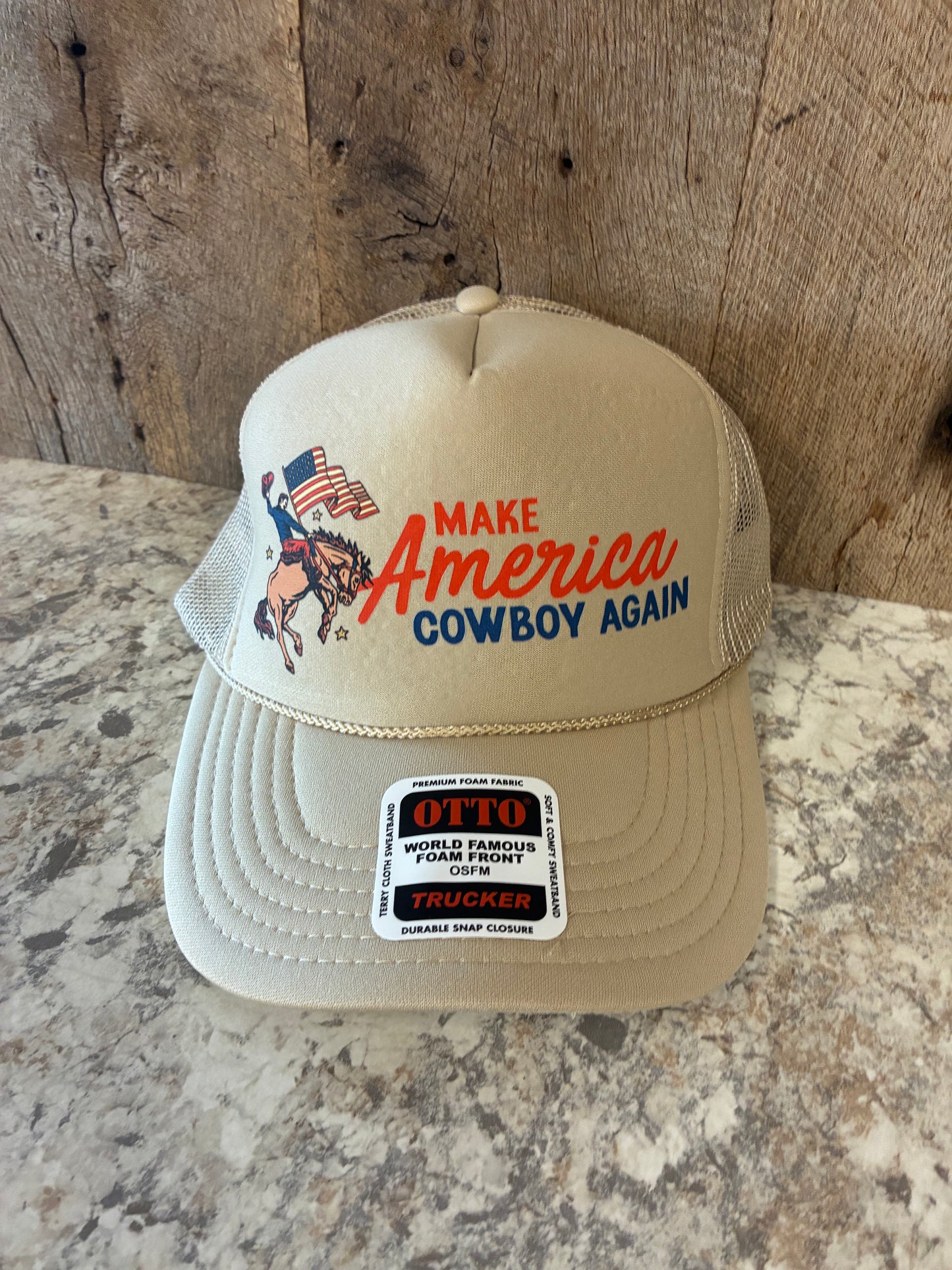 Summer Tees Make America Cowboy Again Trucker Cap - Ladies