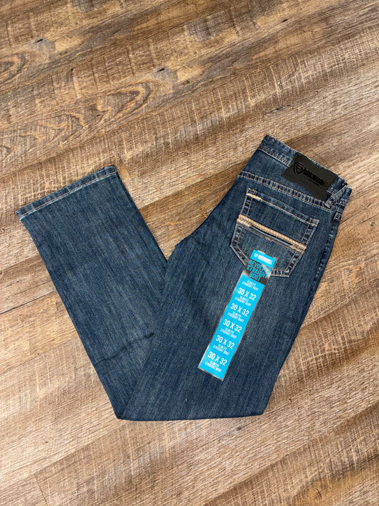 BM1RD09810 Rock & Roll Cowboy Men's Jeans Revolver Pleather Embroidered Pocket