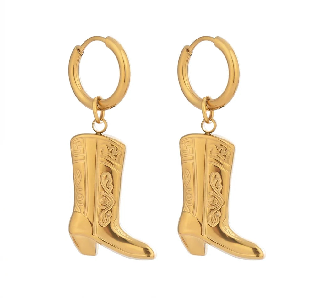 0429 Gracefully Jewlery Cowgirl Boot Charm Earrings