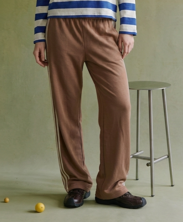 SOP1164 Heyson Yours Truly Grosgrain Side Stripe Detail Melange Sweatpants - Mocha