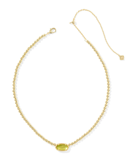 9608881586 Green Elisa Beaded Gold Necklace