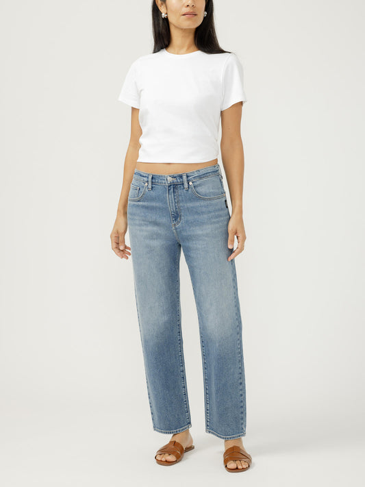 L83483HDR320 Ladies Silver Jeans Co. 90's Relaxed Straight Leg Ankle Jeans - Huntington