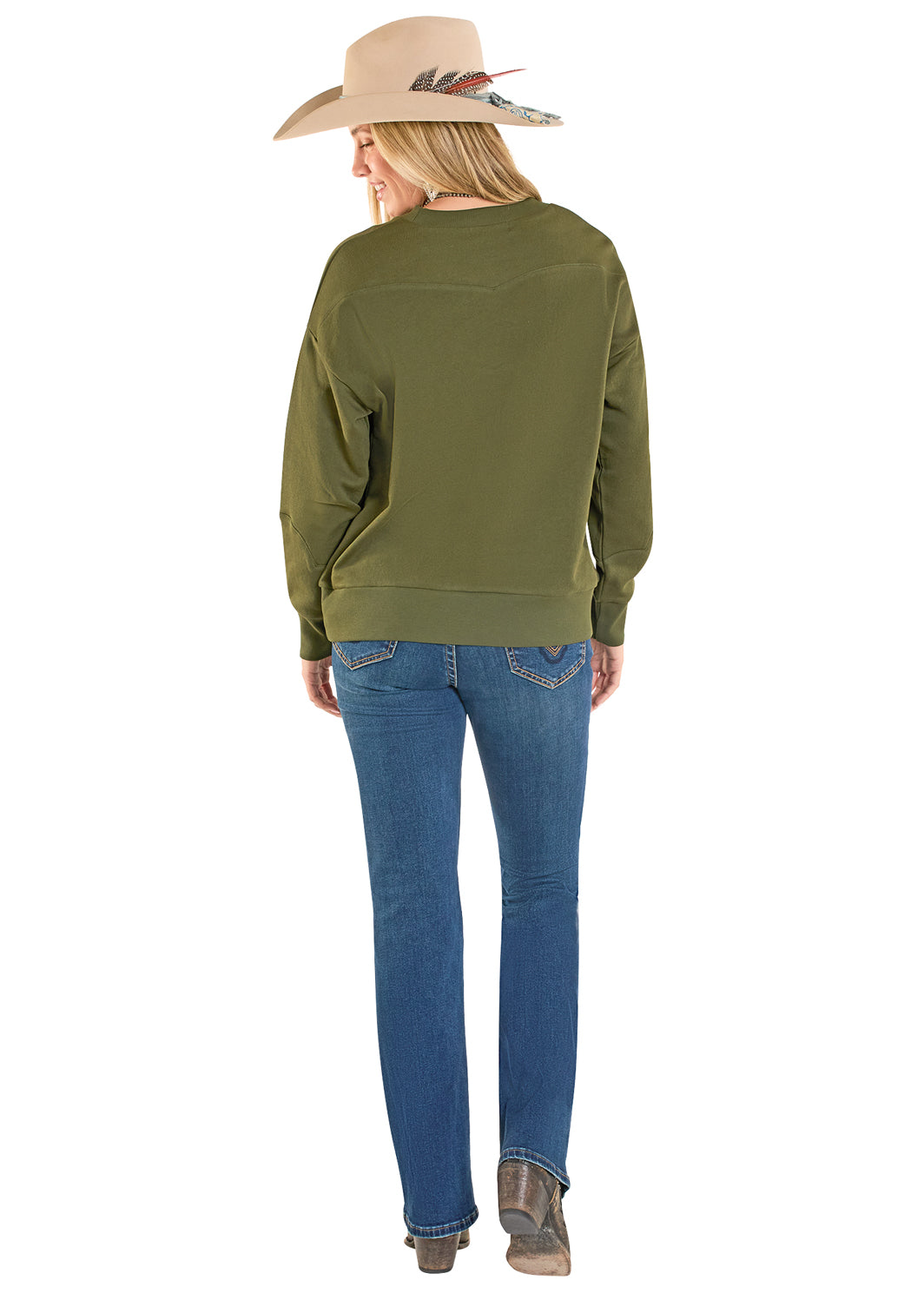LW32T07937 Panhandle Slim Rock & Roll Boot Stitch Sweater Green