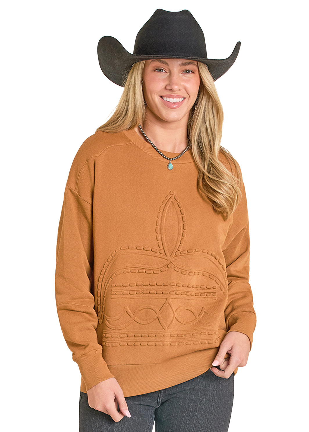 LW32T07937 Panhandle Slim Rock & Roll Boot Stitch Sweater Green Brass