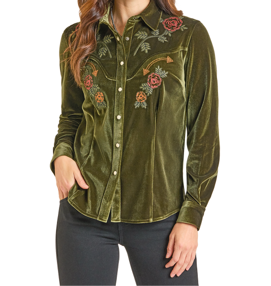 LWN2S7121 Panhandle Slim Green Snap Shirt