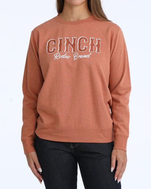 MAK7905008 Women's Orange Cinch Crew Neck Sweatshirt