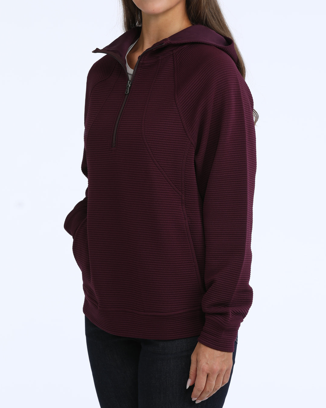 MAK7925001 Women’s Cinch 1/2 Zip Textured Pullover - Purple