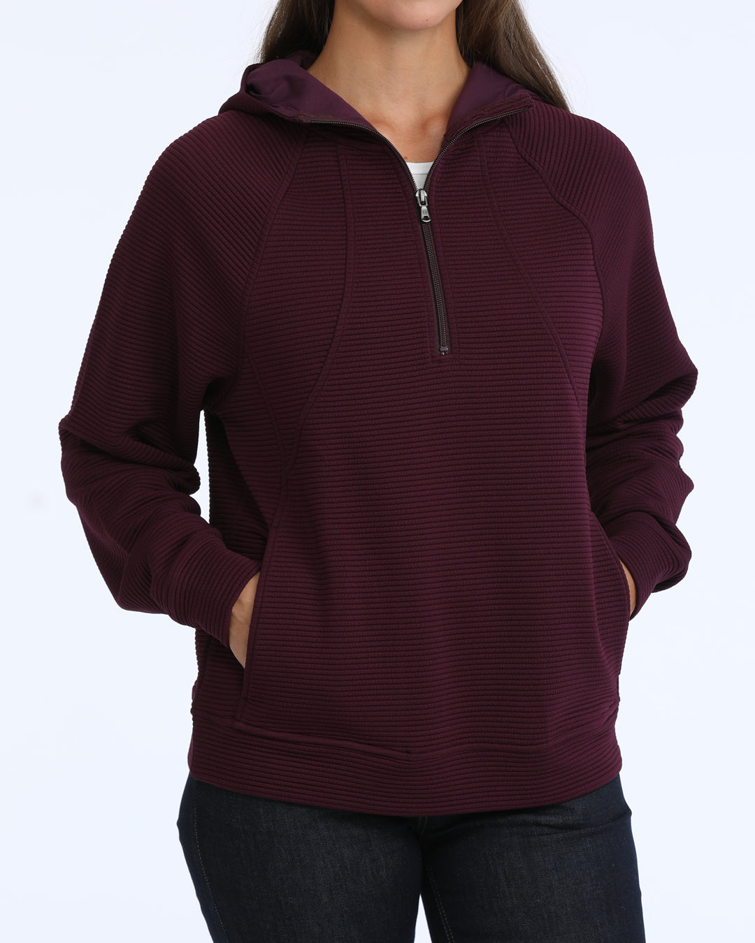 MAK7925001 Women’s Cinch 1/2 Zip Textured Pullover - Purple
