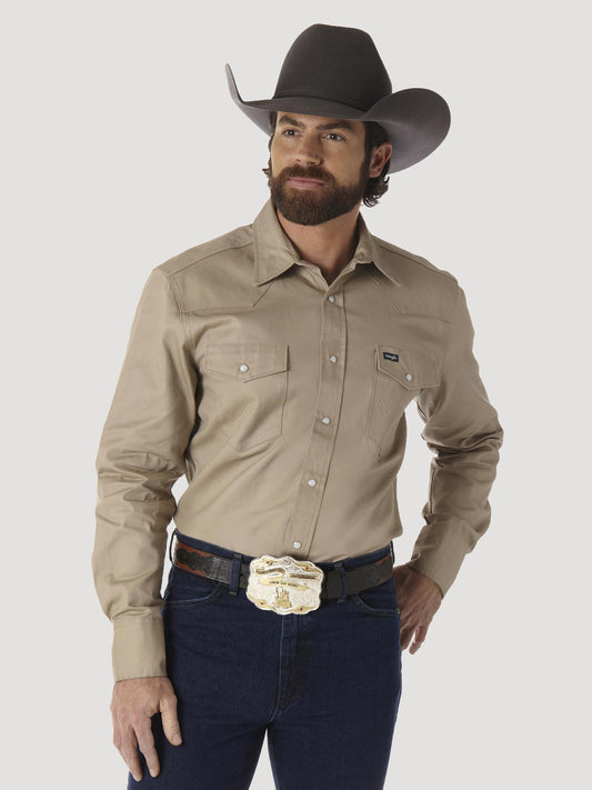 10MS70319 Wrangler Tan Mens Authentic Cowboy Cut® Work Shirt