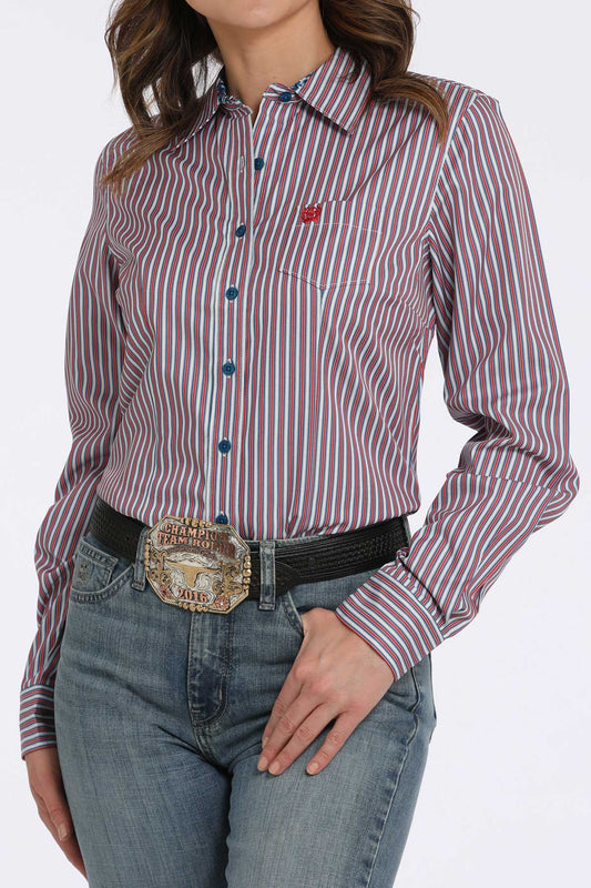 MSW9164249 Cinch Long Sleeve Striped Button Up Top