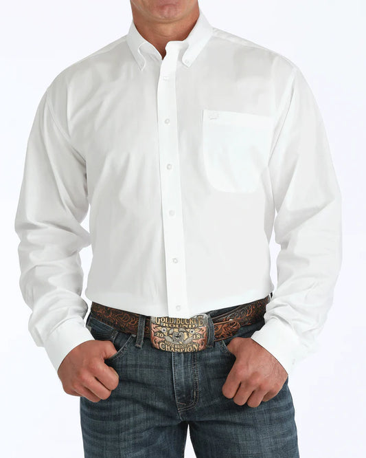 MT10320020 Cinch Men's Solid Classic Fit Button-Down Long Sleeve Western Shirt - White