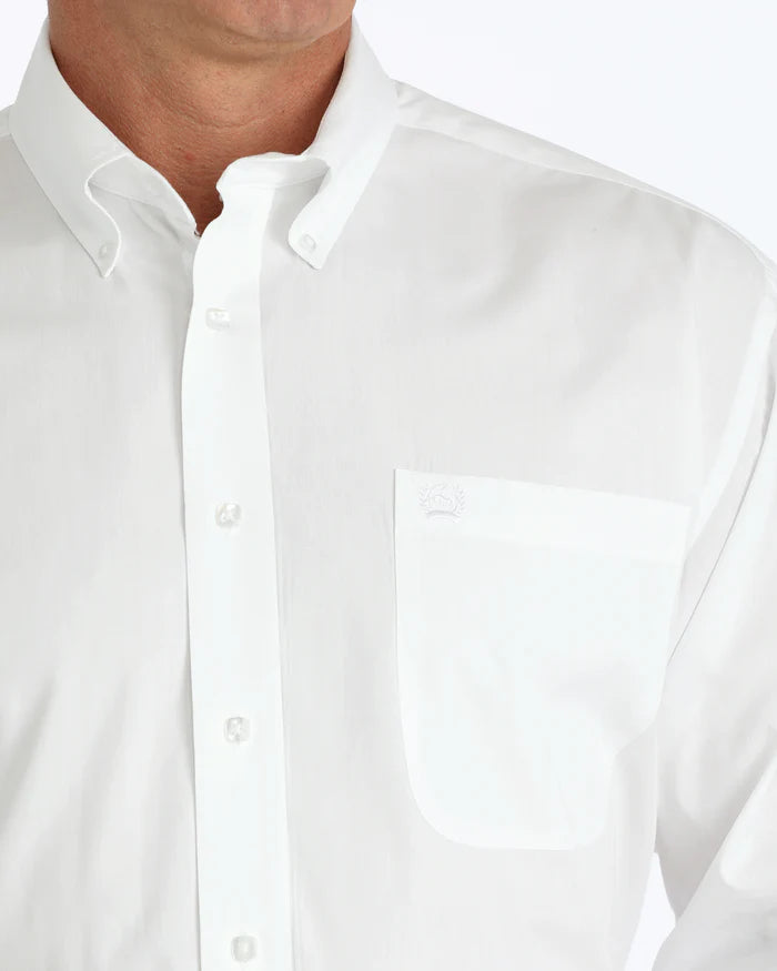 MT10320020 Cinch Men's Solid Classic Fit Button-Down Long Sleeve Western Shirt - White
