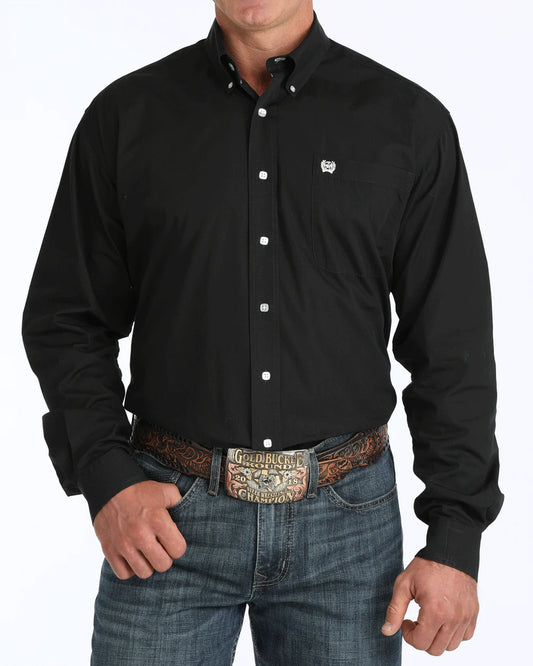 MT10320083 Cinch Men's Long Sleeve Black Button Down - Black