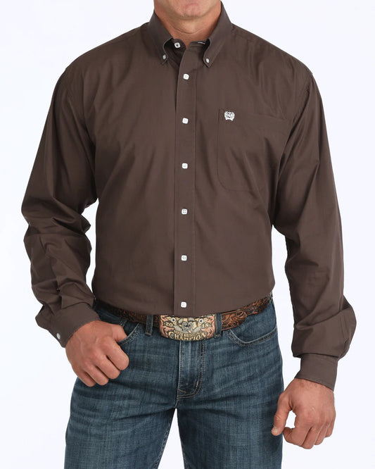 MTW1104236 Cinch Men's Solid Classic Fit Button-Down Western Shirt - Brown